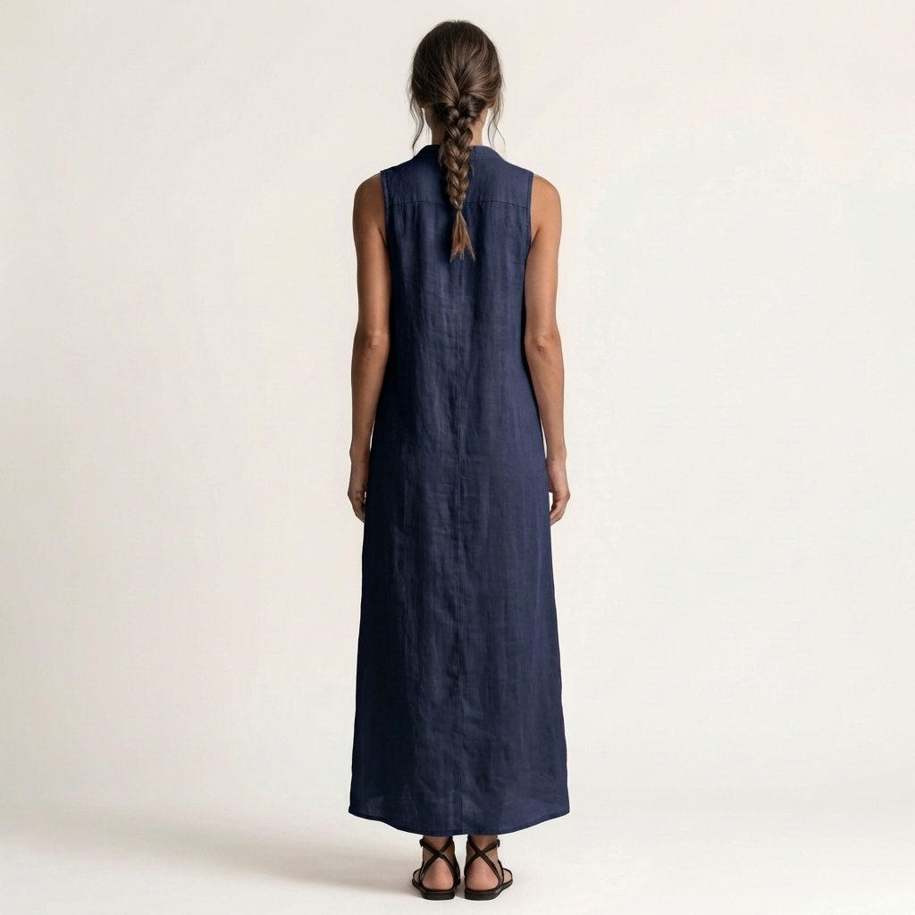 Mirabell | Hooded Button-Front Senza Maniche Maxi Abito