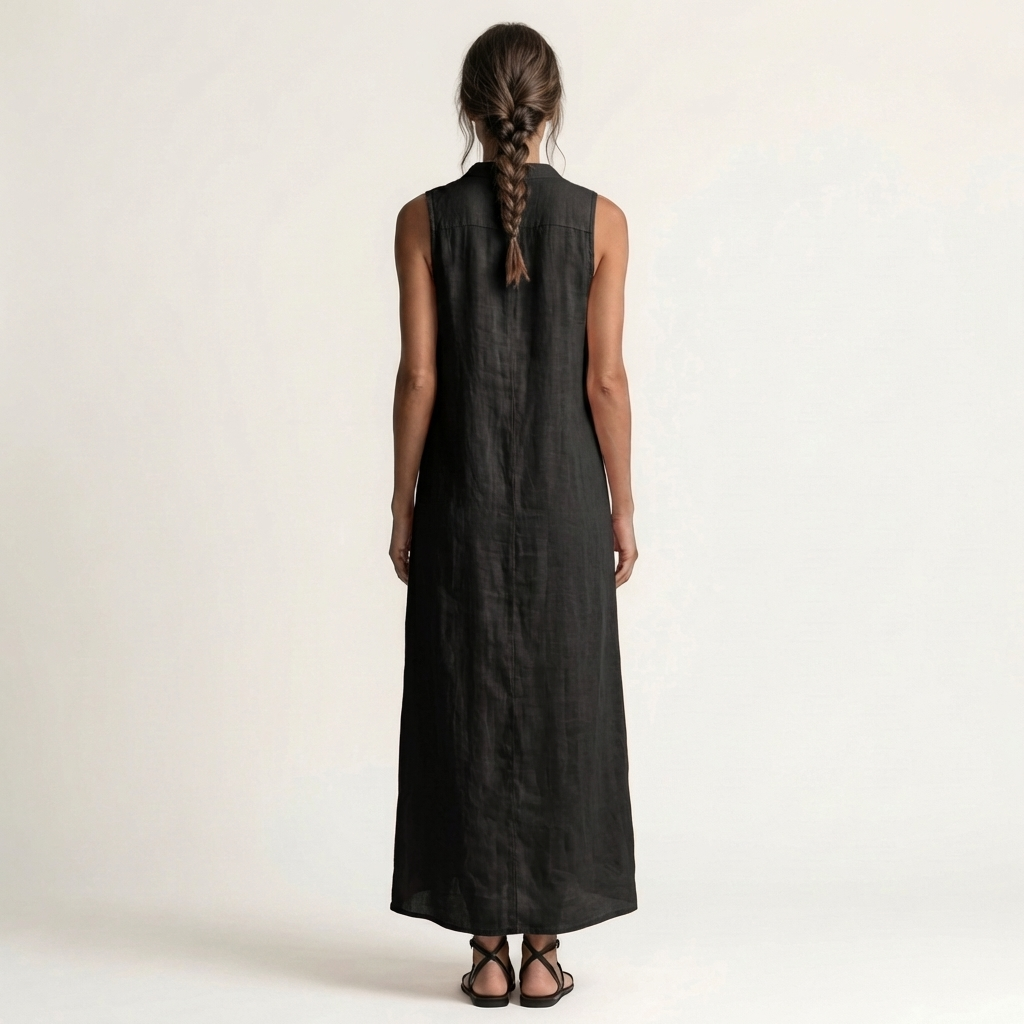 Mirabell | Hooded Button-Front Senza Maniche Maxi Abito