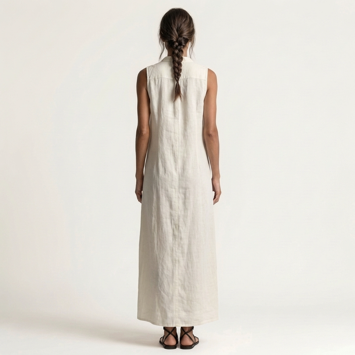 Mirabell | Hooded Button-Front Senza Maniche Maxi Abito