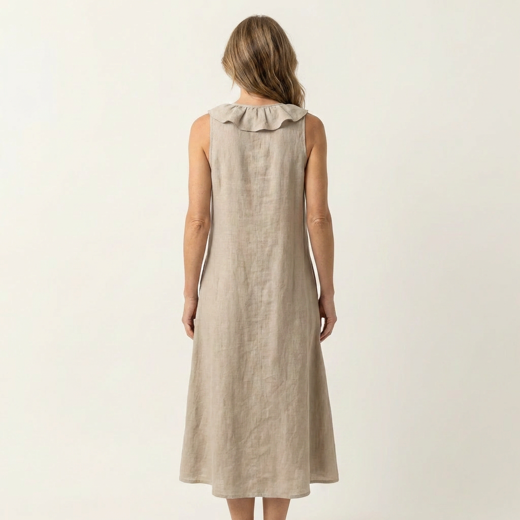 Vicky | Ruffle-Front Scollo a V Senza Maniche Maxi Abito