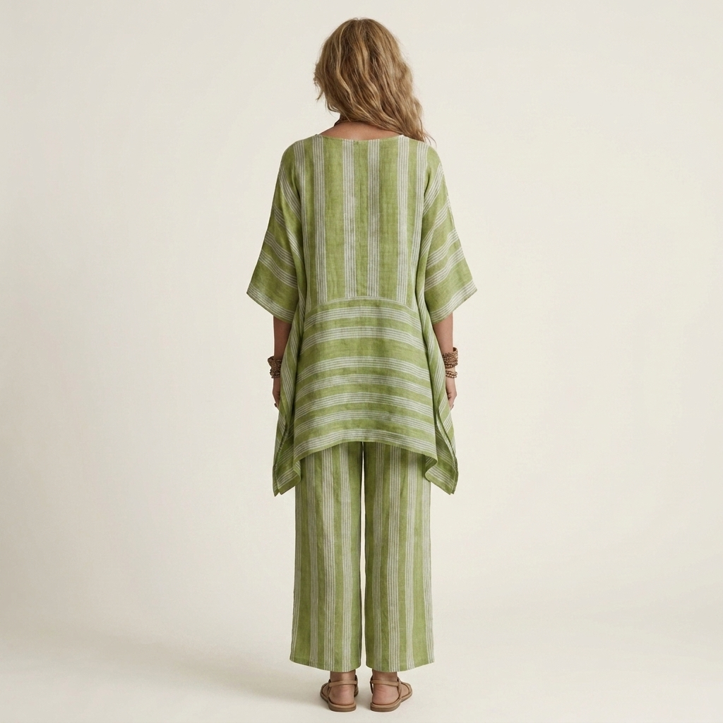 Kiara | Due Pezzi a Righe Cotone-Lino Completo