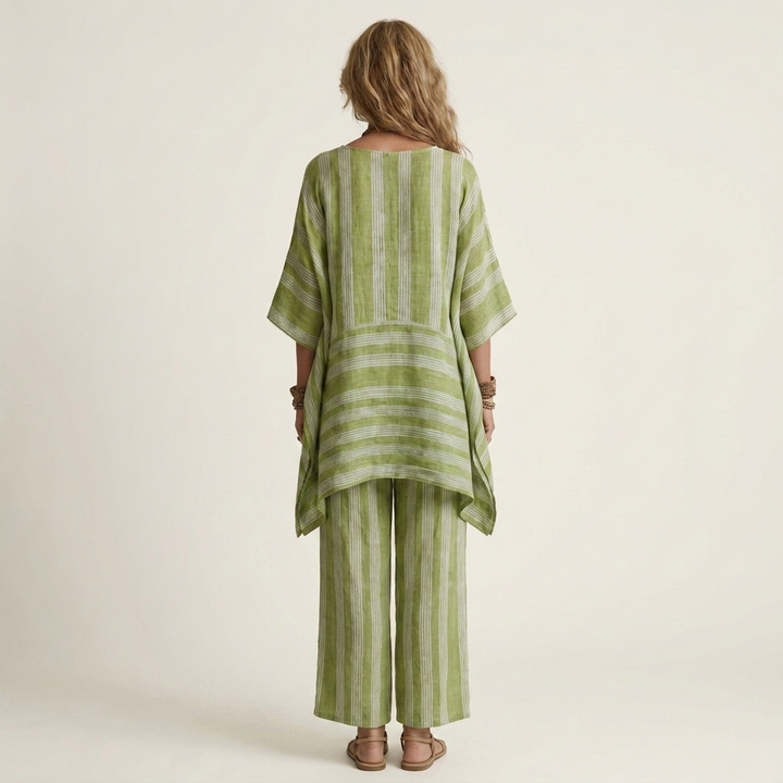 Kiara | Due Pezzi a Righe Cotone-Lino Completo