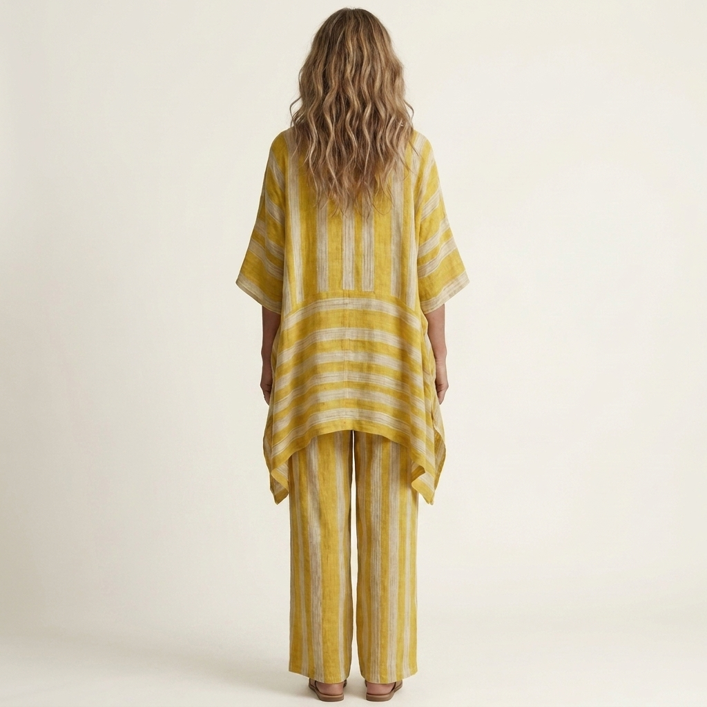 Kiara | Due Pezzi a Righe Cotone-Lino Completo