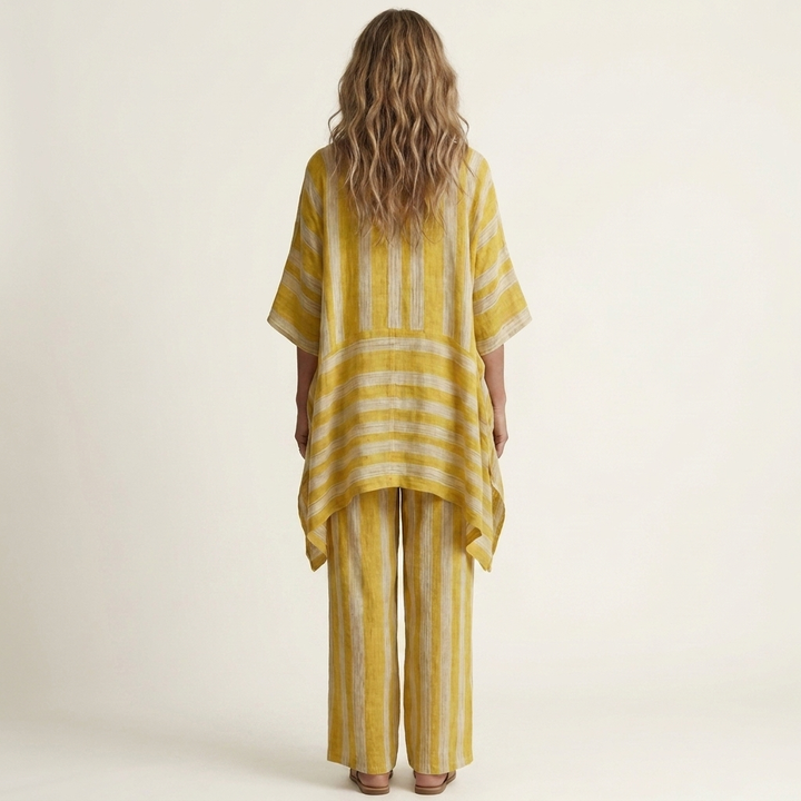 Kiara | Due Pezzi a Righe Cotone-Lino Completo