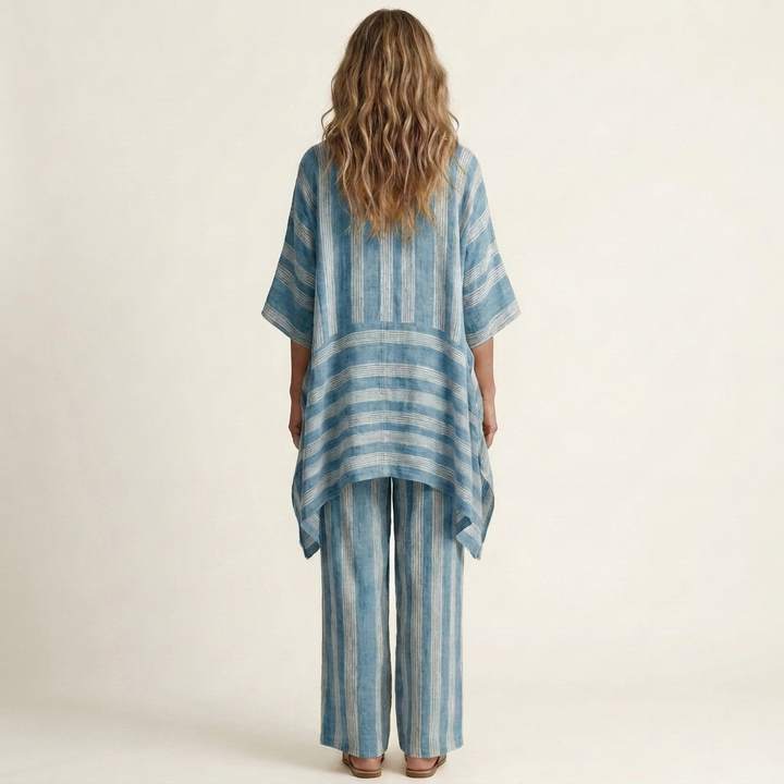 Kiara | Due Pezzi a Righe Cotone-Lino Completo