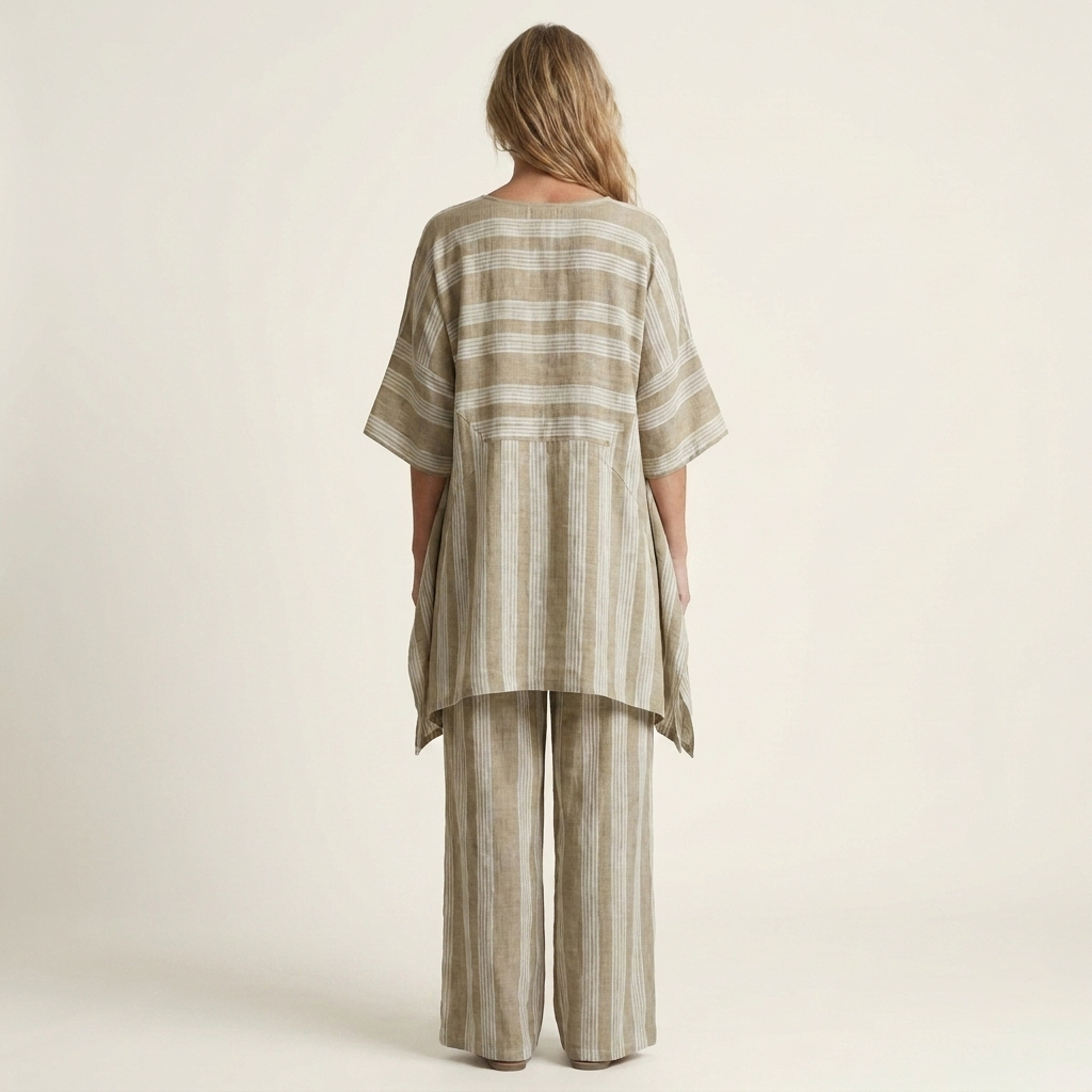 Kiara | Due Pezzi a Righe Cotone-Lino Completo