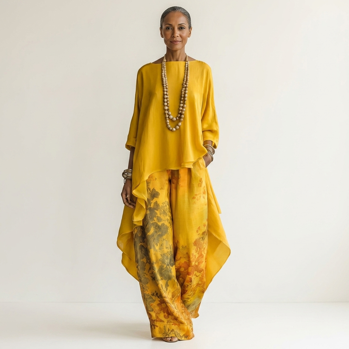 Cariola | Cotone-Seta Due Pezzi Completo with Asymmetric Tunic