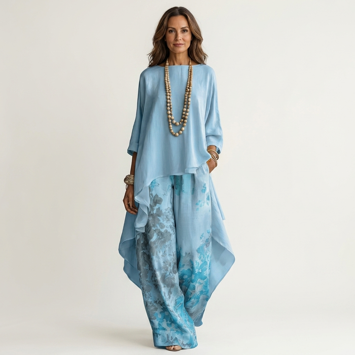 Cariola | Cotone-Seta Due Pezzi Completo with Asymmetric Tunic