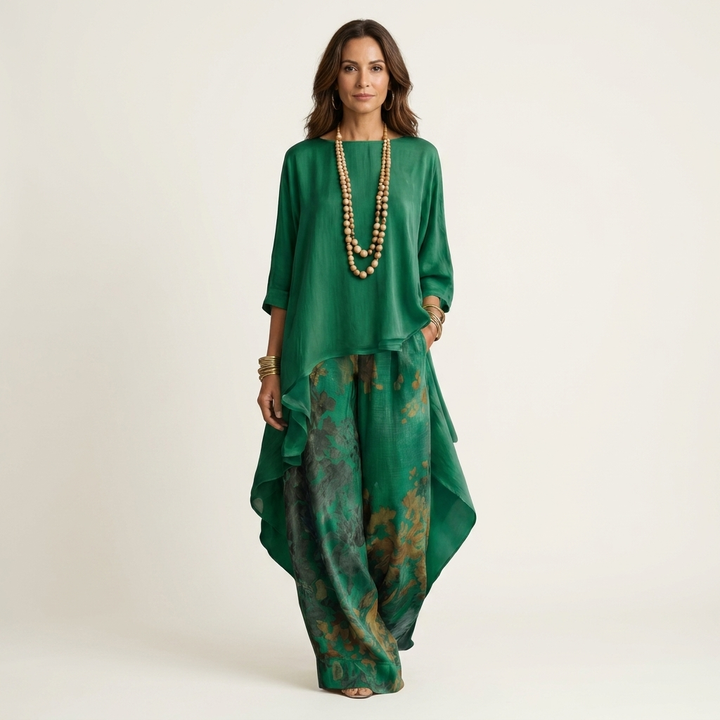 Cariola | Cotone-Seta Due Pezzi Completo with Asymmetric Tunic