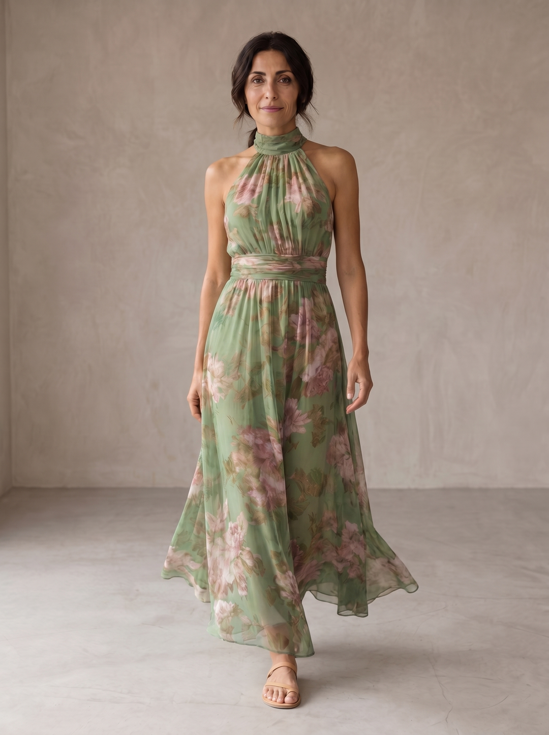 Poppy | Maxi Abito Floreale Collo Halter
