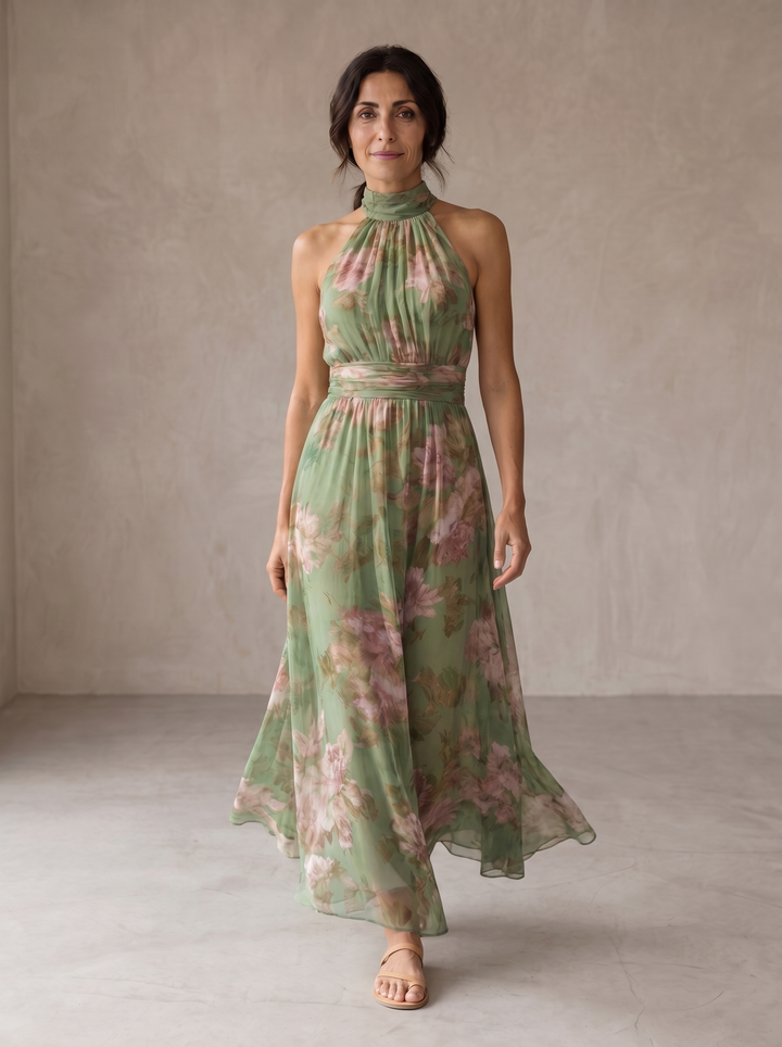 Poppy | Maxi Abito Floreale Collo Halter