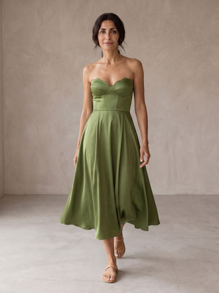 Zoe | Abito Midi Senza Spalline