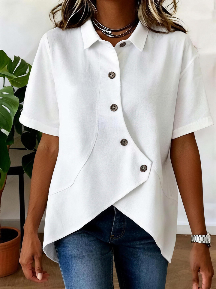 Gilda | Asymmetric Button Lino Camicetta