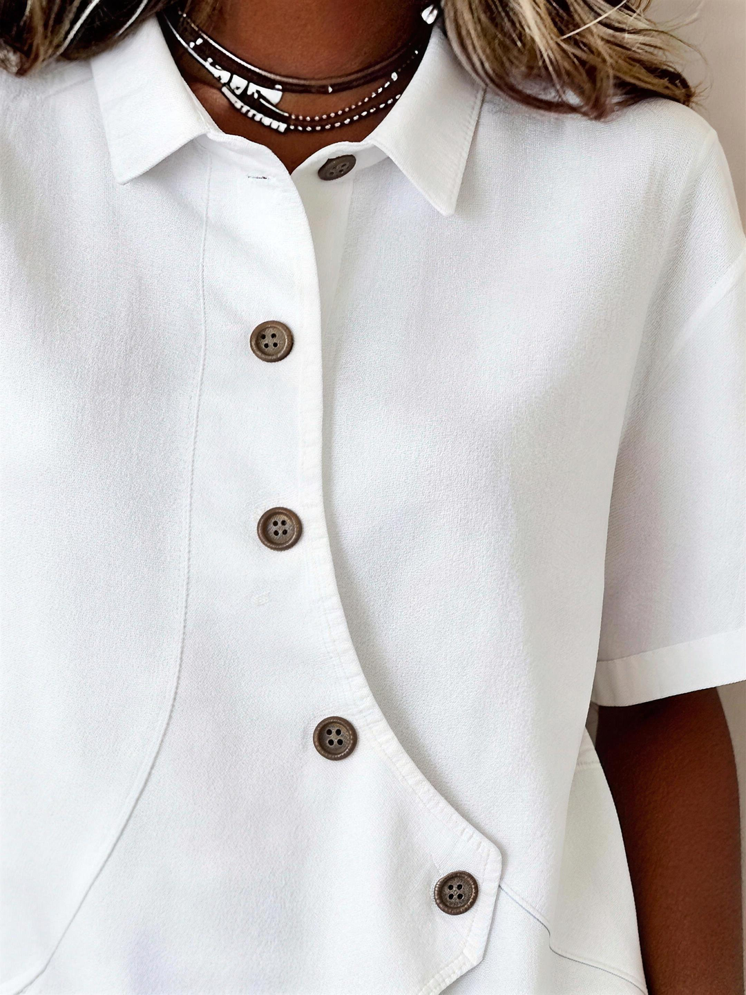 Gilda | Asymmetric Button Lino Camicetta