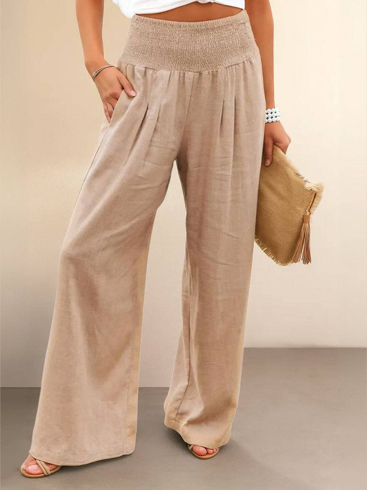 Sorrel | Morbido Shirred Waist Gamba Larga Pantaloni