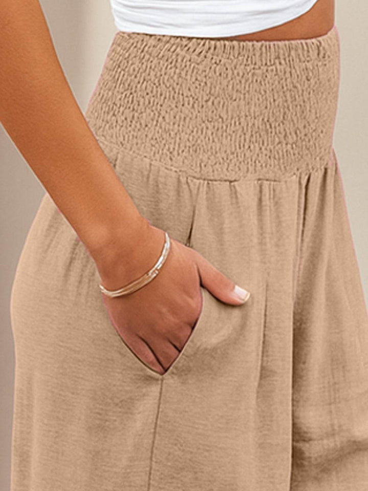 Sorrel | Morbido Shirred Waist Gamba Larga Pantaloni