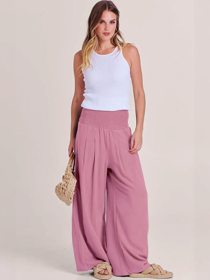 Sorrel | Morbido Shirred Waist Gamba Larga Pantaloni