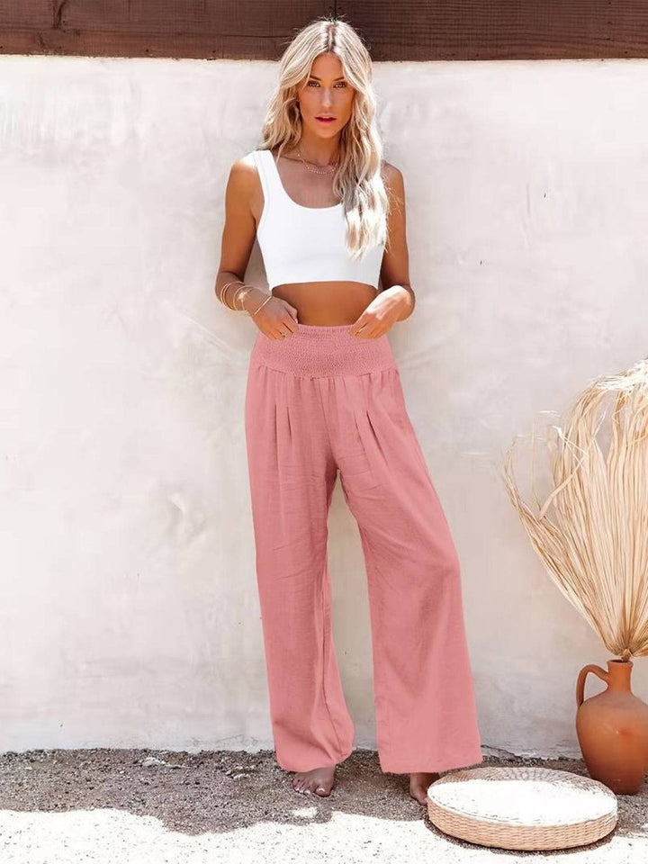 Sorrel | Morbido Shirred Waist Gamba Larga Pantaloni
