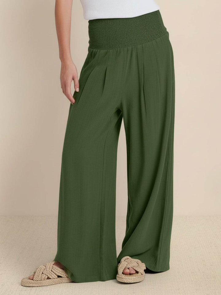 Sorrel | Morbido Shirred Waist Gamba Larga Pantaloni