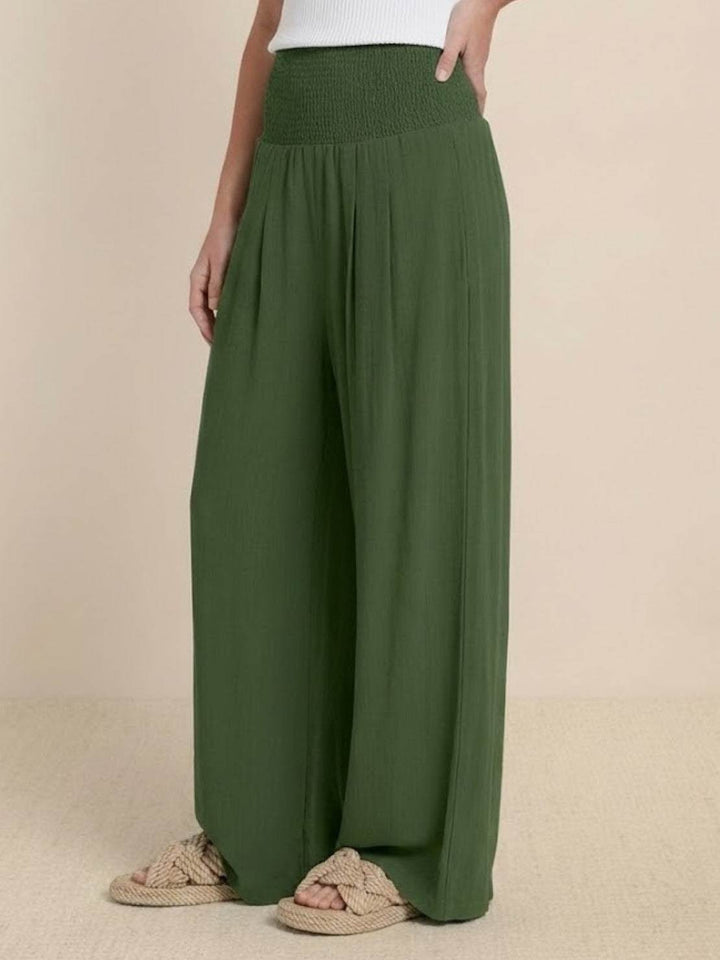 Sorrel | Morbido Shirred Waist Gamba Larga Pantaloni