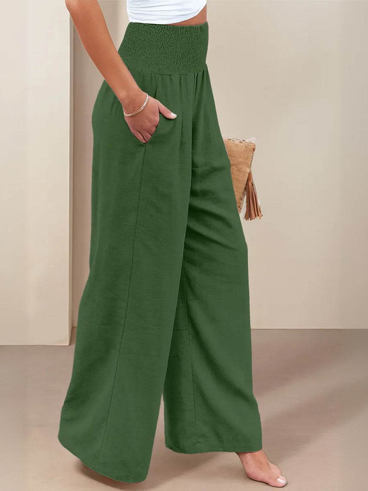 Sorrel | Morbido Shirred Waist Gamba Larga Pantaloni