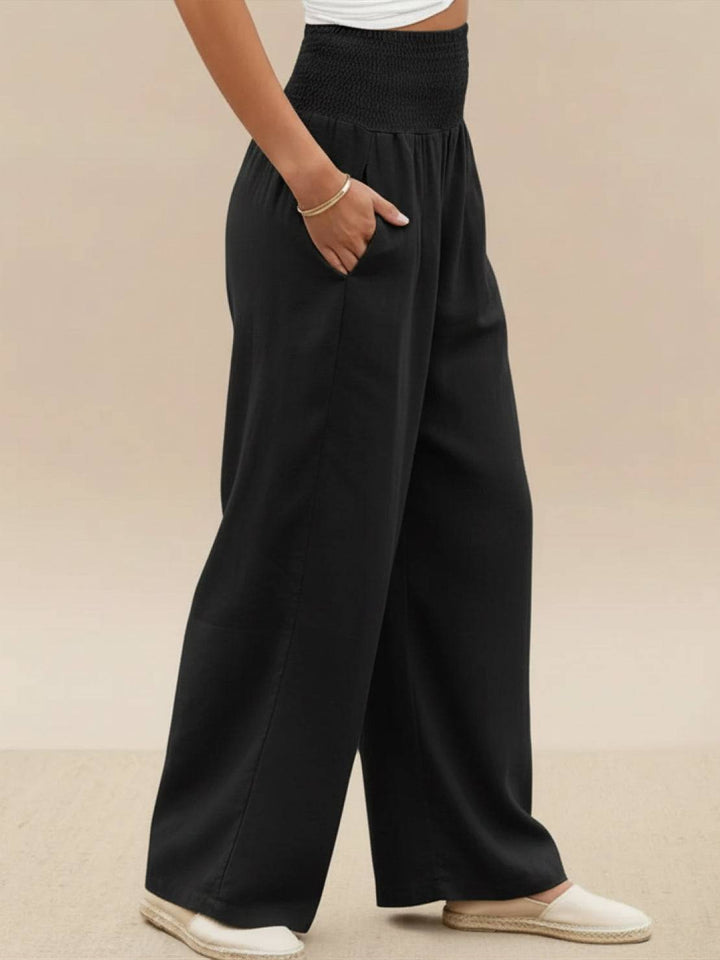 Sorrel | Morbido Shirred Waist Gamba Larga Pantaloni