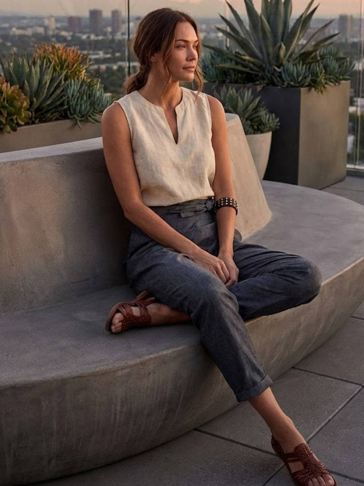 Vida | Sculpted High Waist Wrap Front Tapered Pantaloni