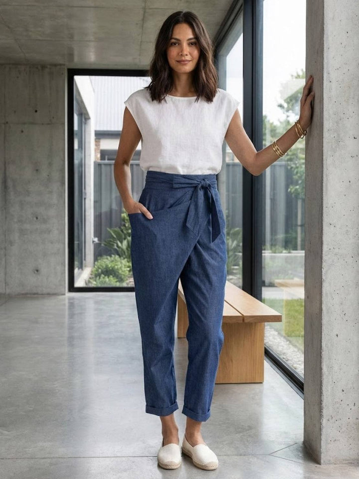 Vida | Sculpted High Waist Wrap Front Tapered Pantaloni