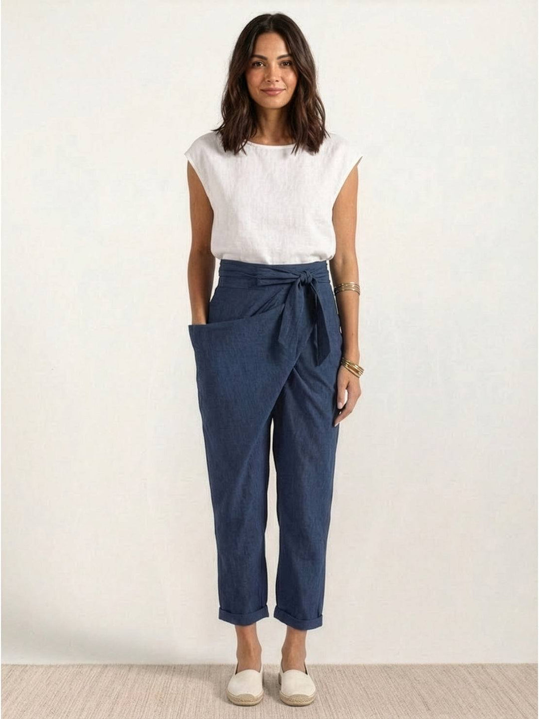 Vida | Sculpted High Waist Wrap Front Tapered Pantaloni