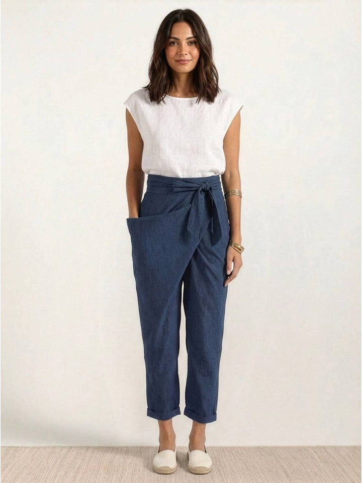 Vida | Sculpted High Waist Wrap Front Tapered Pantaloni