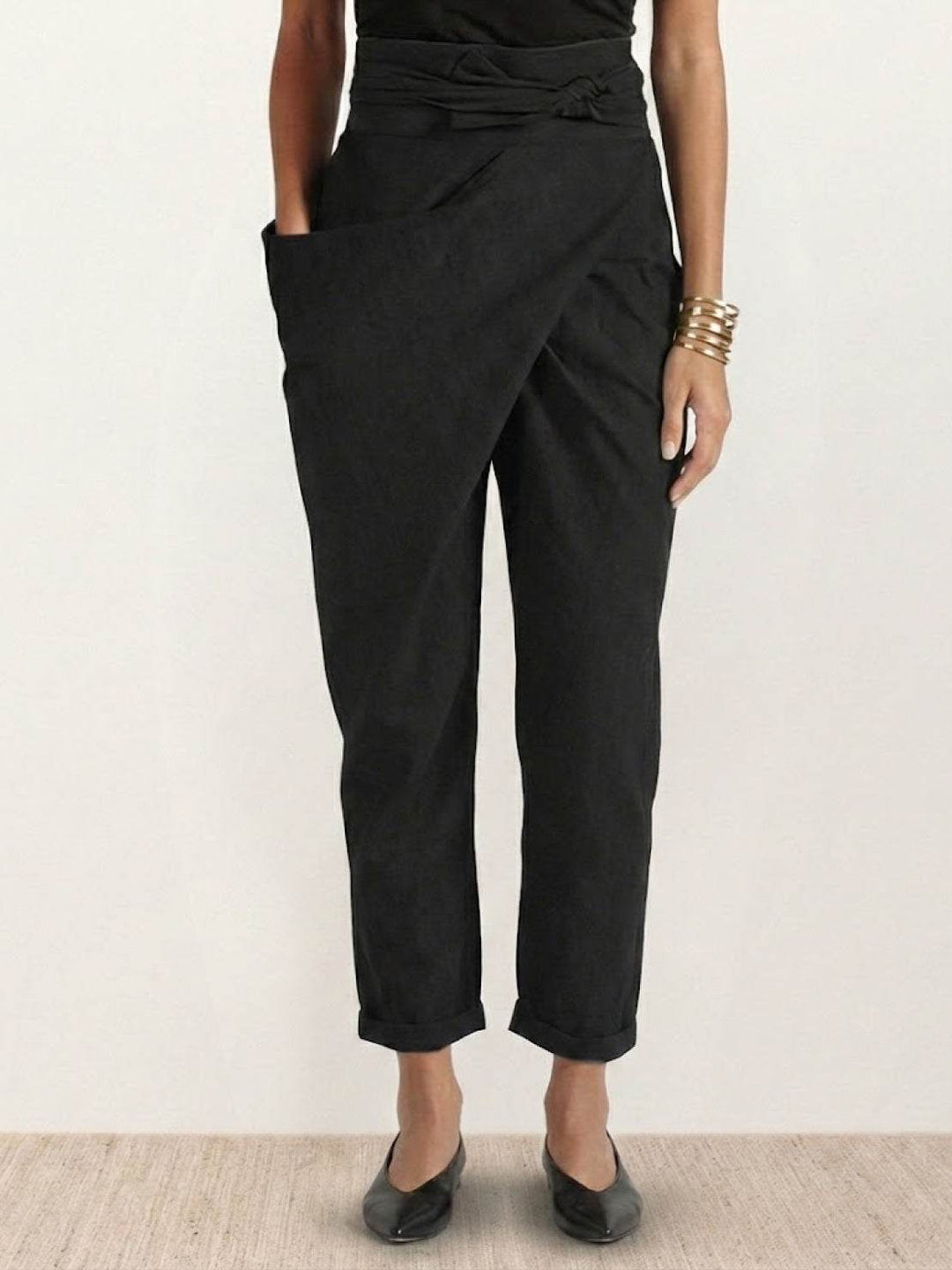 Vida | Sculpted High Waist Wrap Front Tapered Pantaloni
