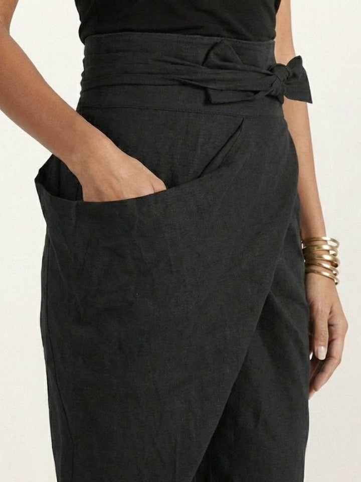 Vida | Sculpted High Waist Wrap Front Tapered Pantaloni