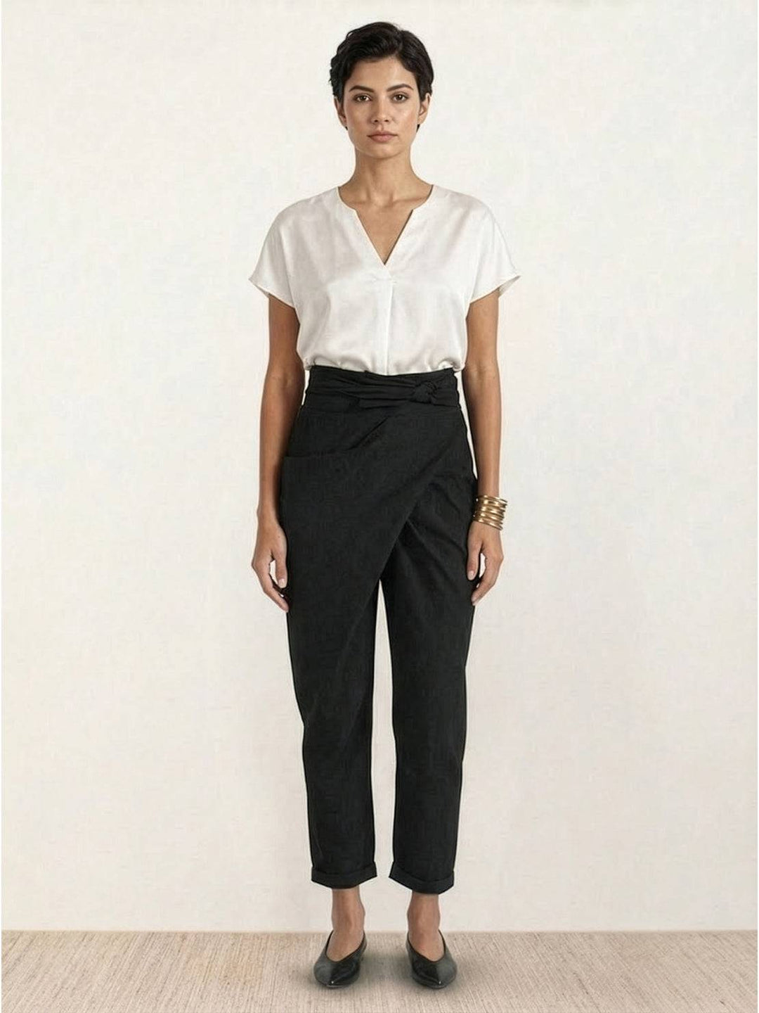 Vida | Sculpted High Waist Wrap Front Tapered Pantaloni