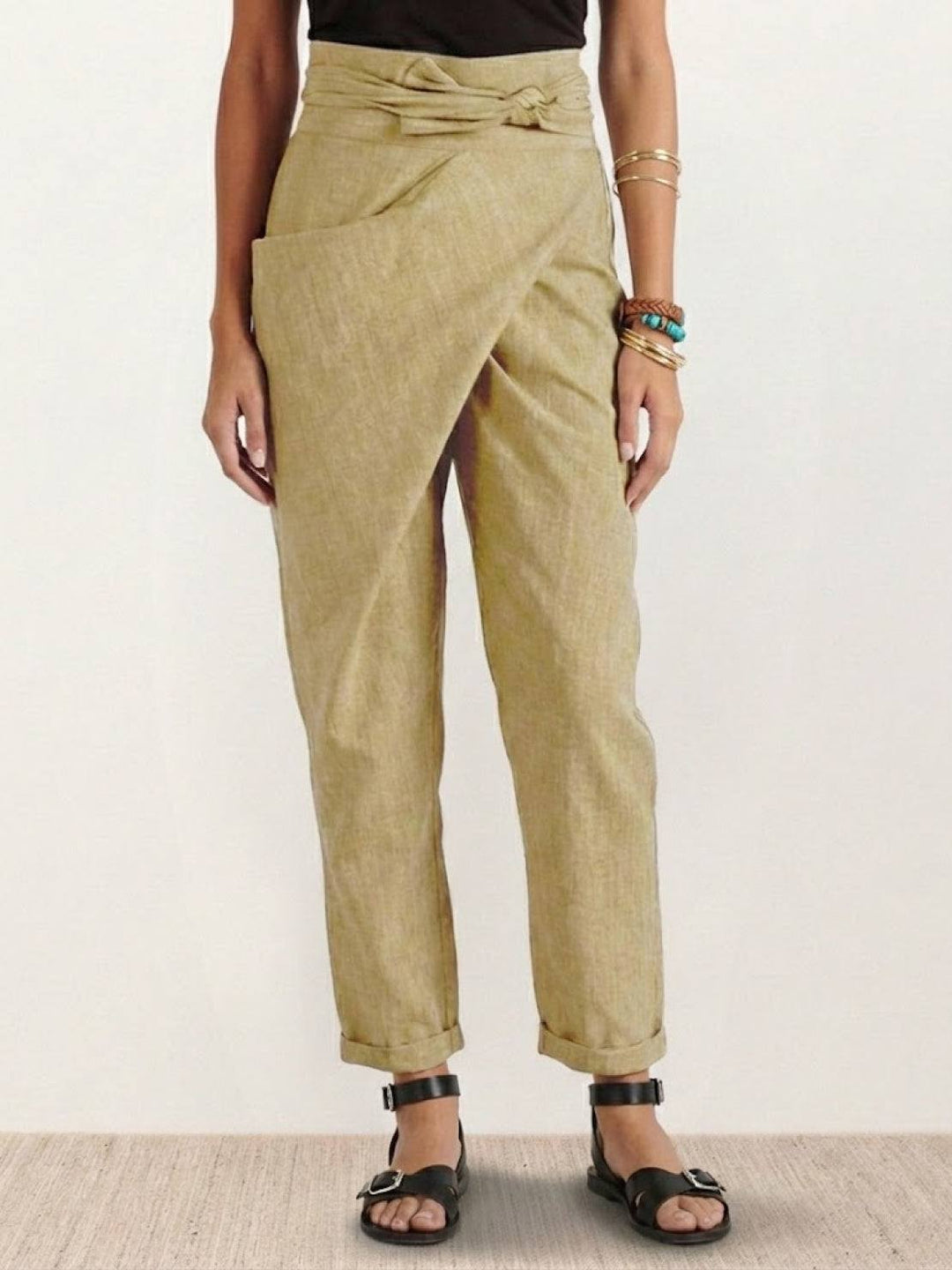Vida | Sculpted High Waist Wrap Front Tapered Pantaloni