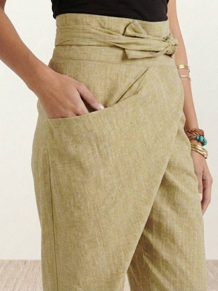Vida | Sculpted High Waist Wrap Front Tapered Pantaloni