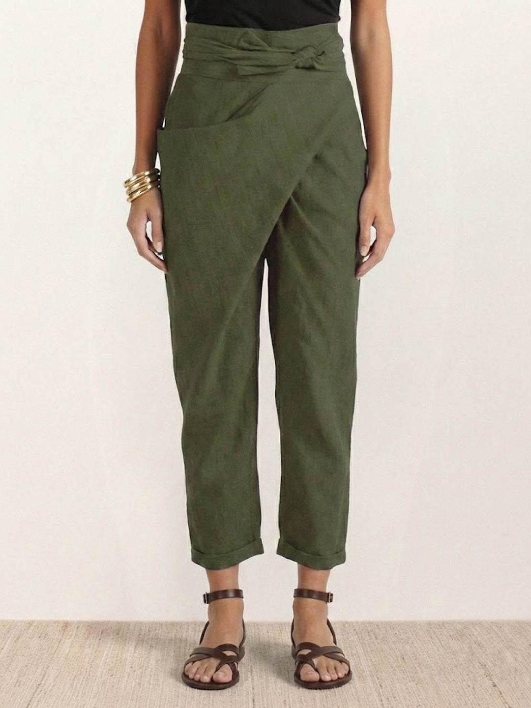 Vida | Sculpted High Waist Wrap Front Tapered Pantaloni