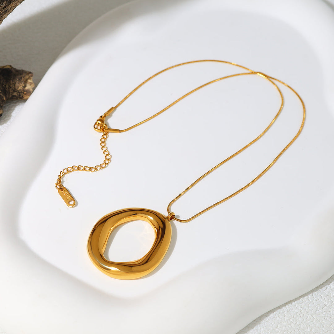 Collana Ovale Dorato in Oro Placcato