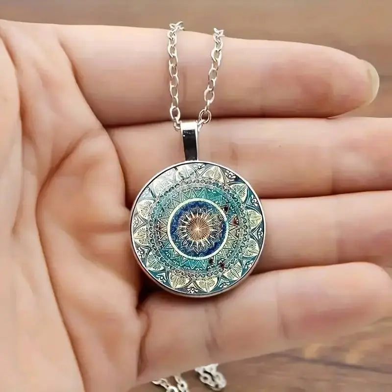 Collana Mandala Blu Rotondo Elegante