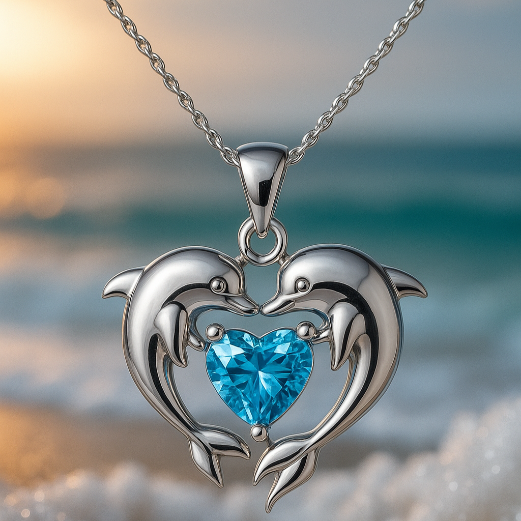 Collana intemporel in argento con double dauphin e opale