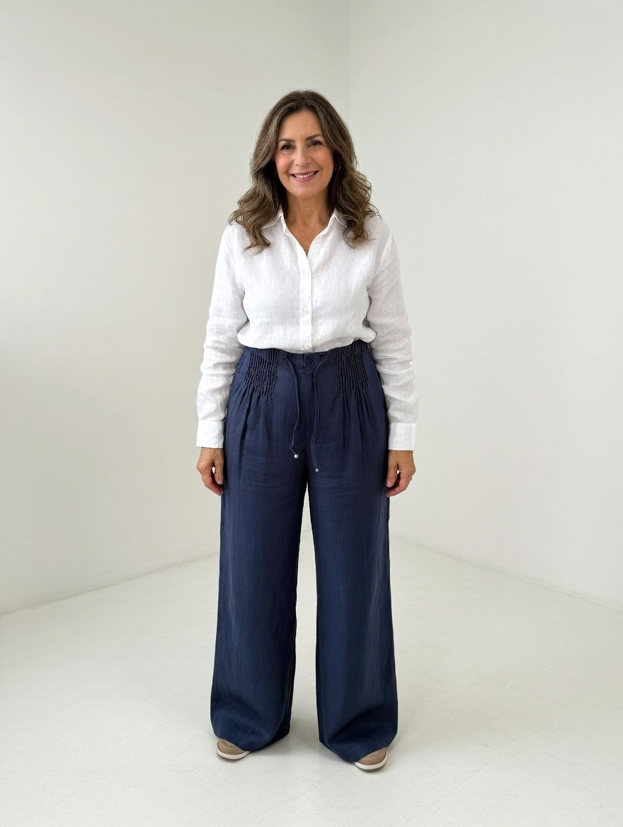 Bridie | Easy Leggero Cotone Gamba Larga Pantaloni