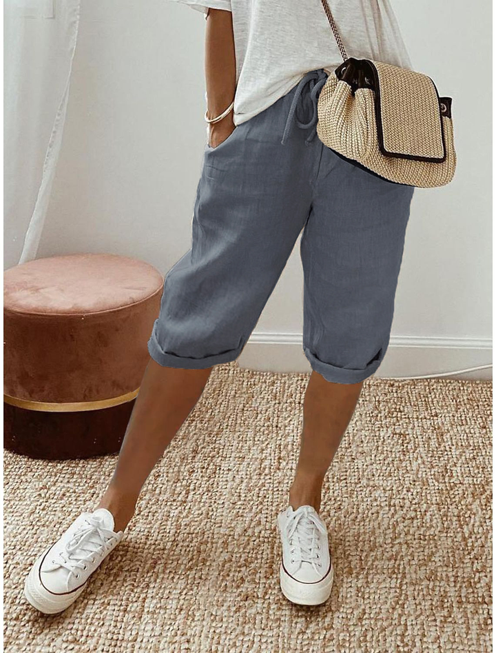 Lesley | Cropped Capri Pantaloni with Turn Up Cuffs