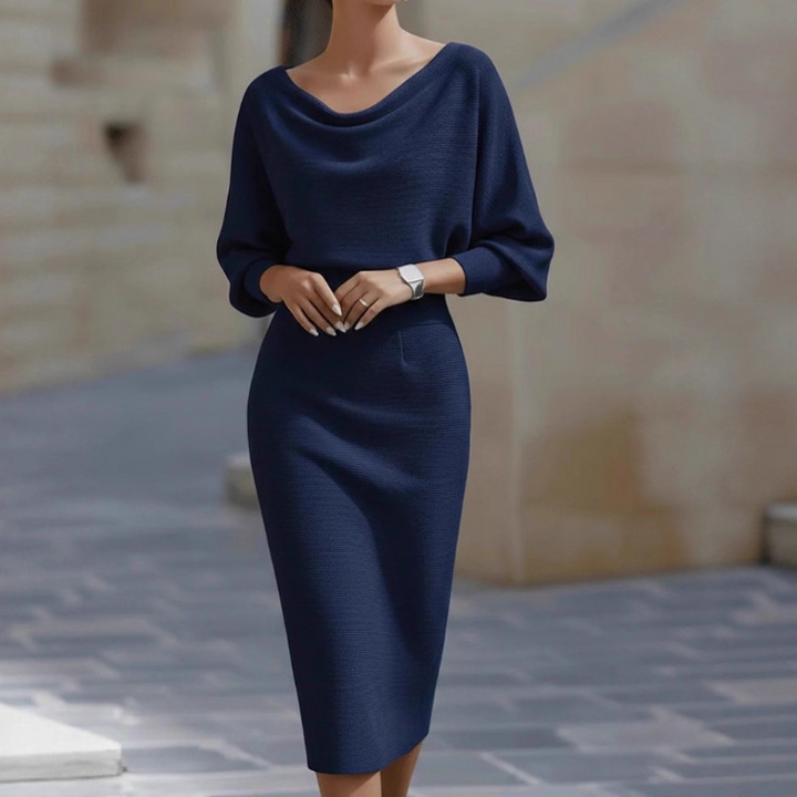 Bianca | Draped Bat-Sleeve Midi Abito
