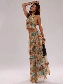 Leopard Luxe | Completo Due Pezzi con Balze