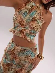 Leopard Luxe | Completo Due Pezzi con Balze