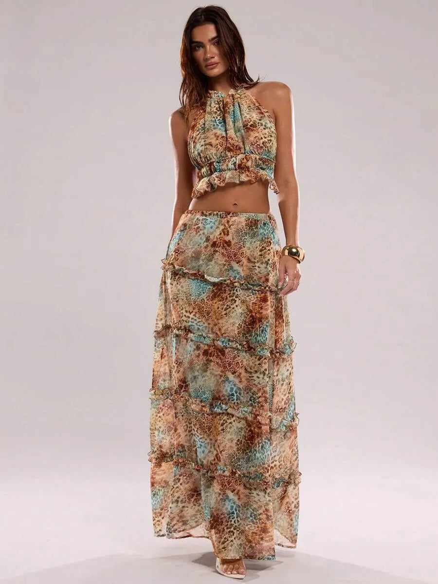 Leopard Luxe | Completo Due Pezzi con Balze