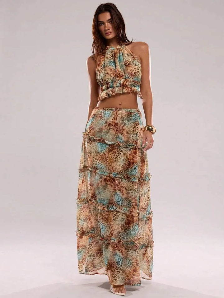 Leopard Luxe | Completo Due Pezzi con Balze