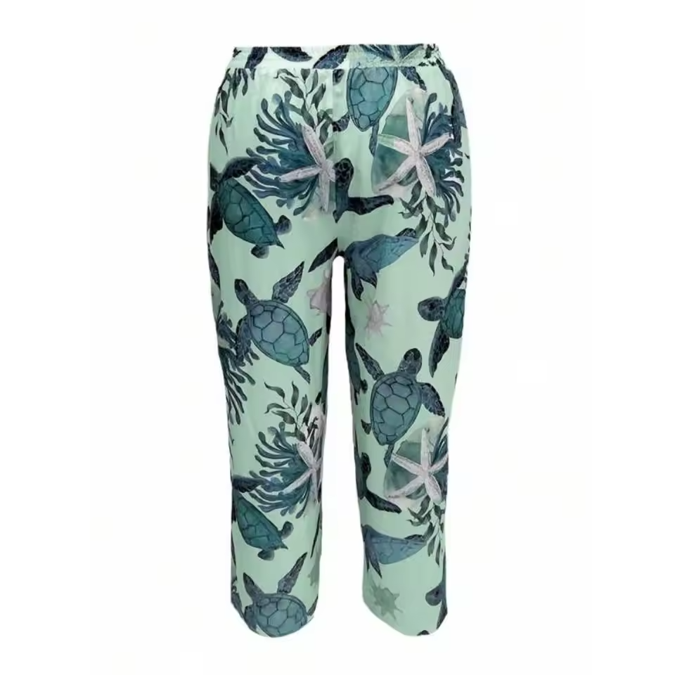 Carissa | Elastic Waist Stampato Straight Leg Pantaloni