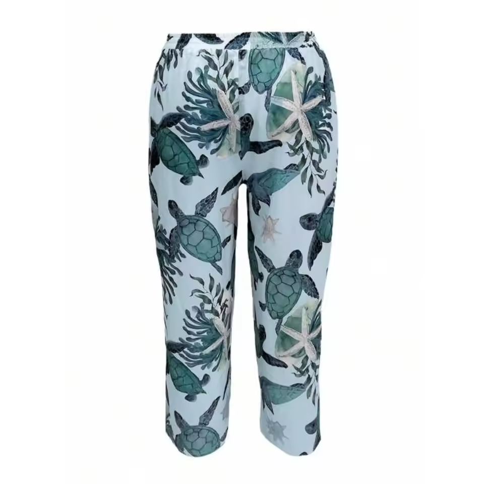 Brea | Elastic Waist Stampato Straight Leg Pantaloni