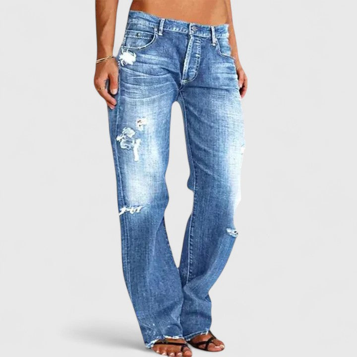 Cathy | Rilassato Low Rise Straight Leg Jeans