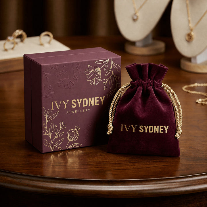 Ivy Sydney jewellery gift box and velvet pouch